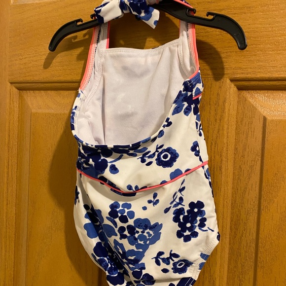 Janie and Jack Blue Floral Kids Swim One Piece - Picture 2 of 2